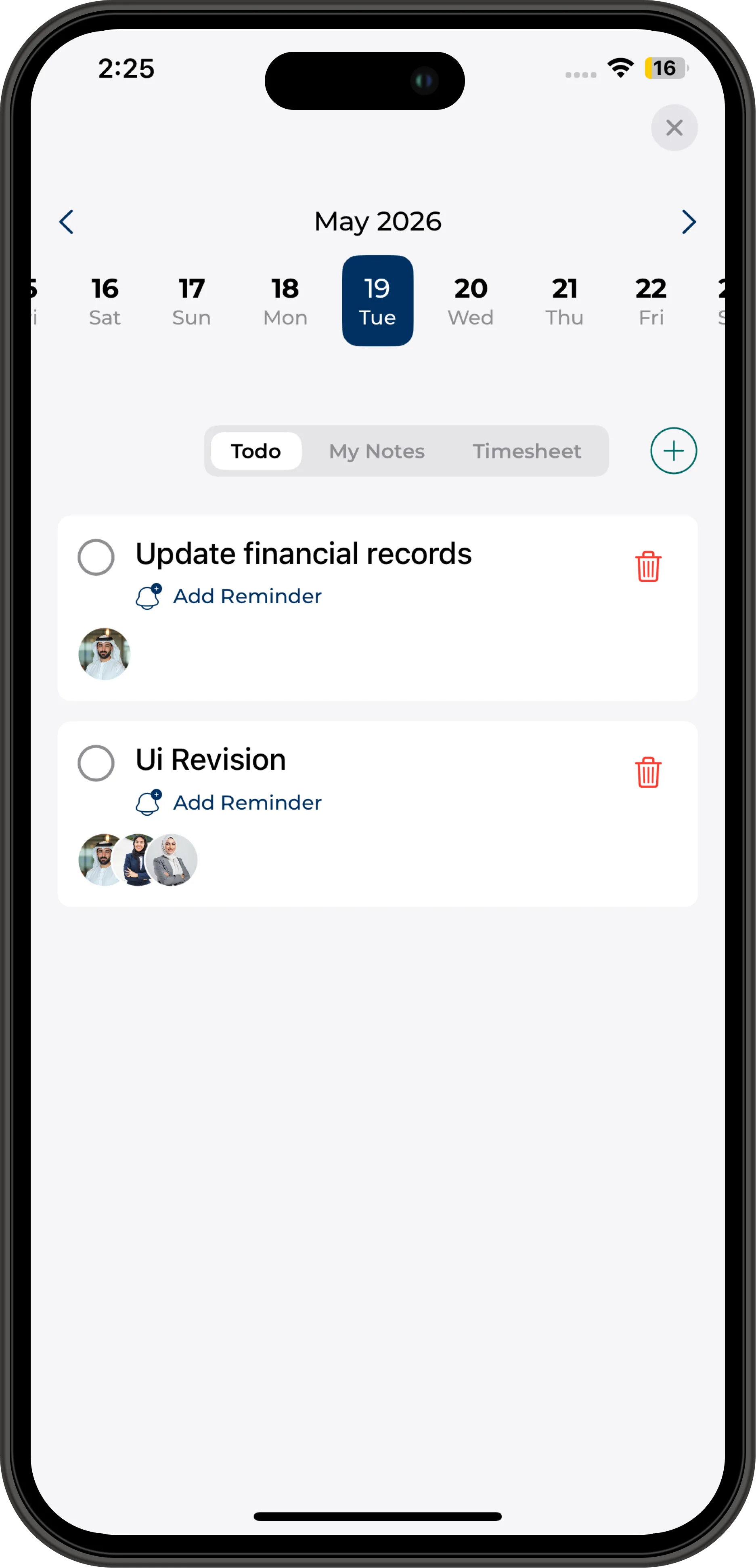 TAIRRAGO Mobile Timesheet Actions